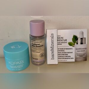 Hanskin Hyaluron Skin Essence, bareMinerals skin rescue, Kopari Ceramide Cream